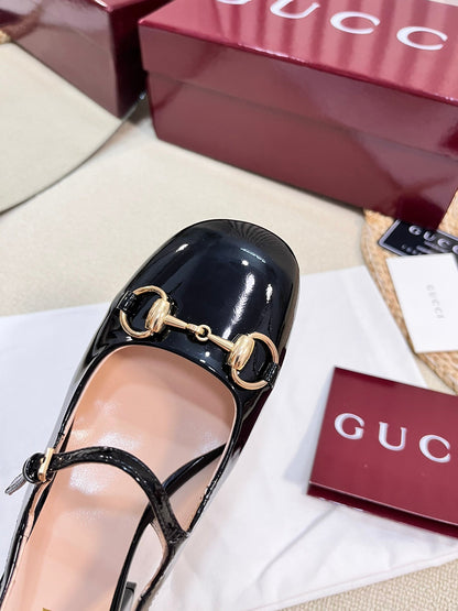 GC Horsebit Slingback 60mm Black Patent Leather 294590