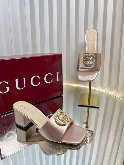 GC 25 Interlocking G Heeled Sandal Nude Patent Leather 294640