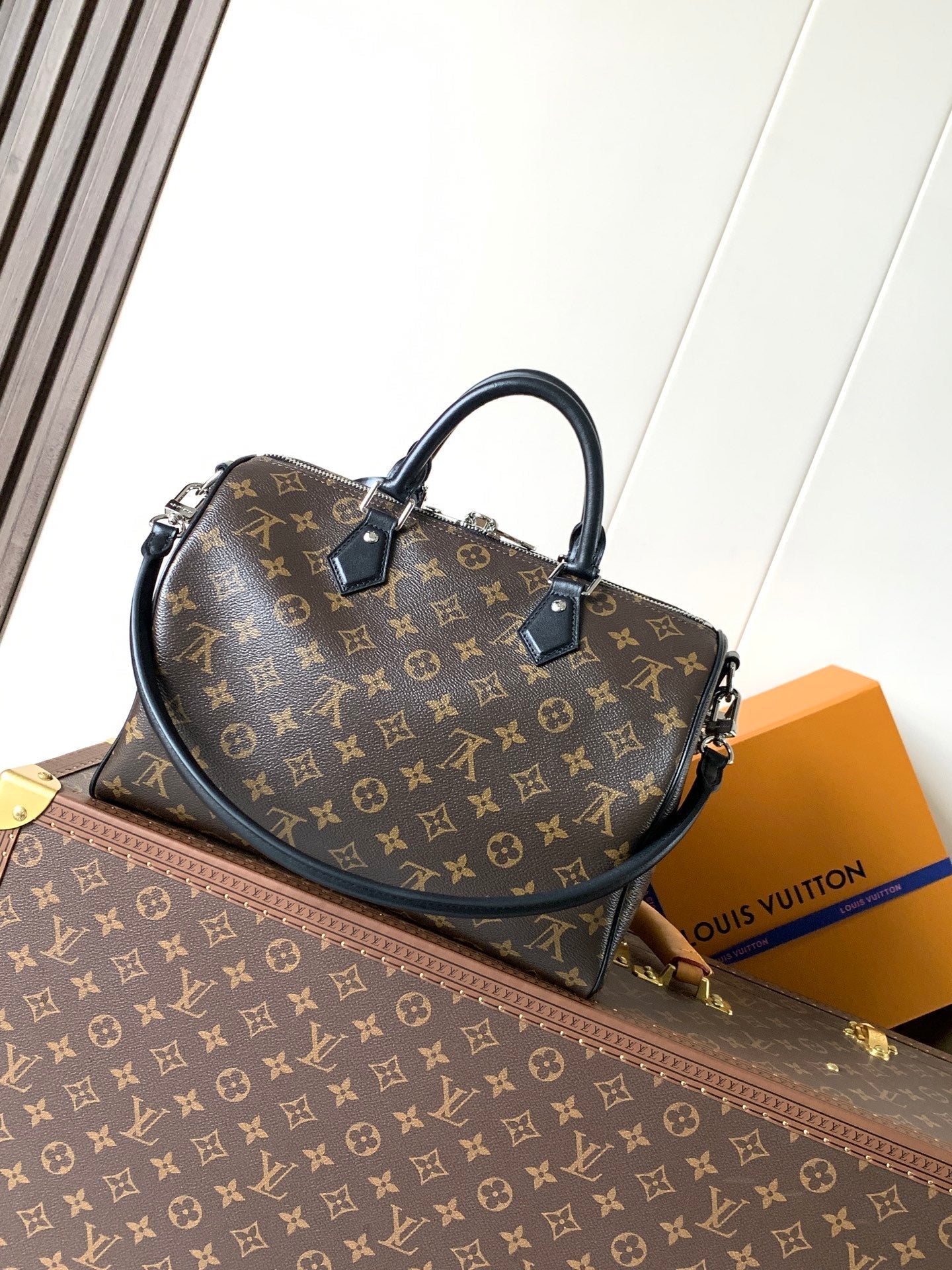 LV 2026 Speedy Soft Bag 30cm Brown Black Canvas Cowhide 364270