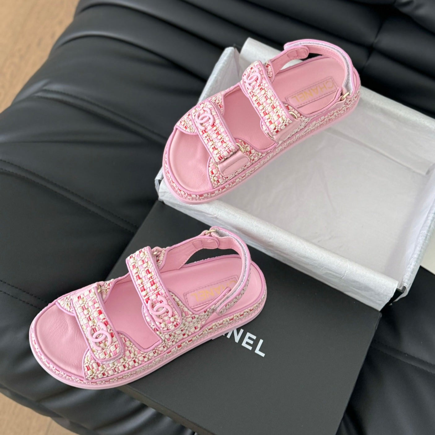 Dad Sandals Sheepskin  Light Pink