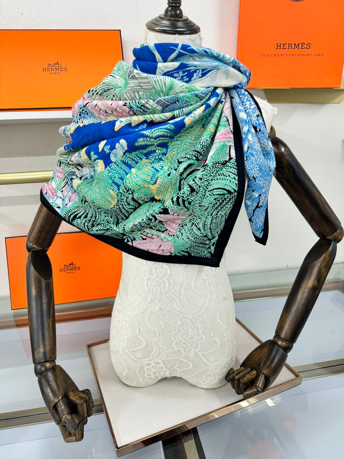 FAUBOURG TROPICAL SHAWL 140 CM IN COLORFUL CASHMERE AND SILK 379770