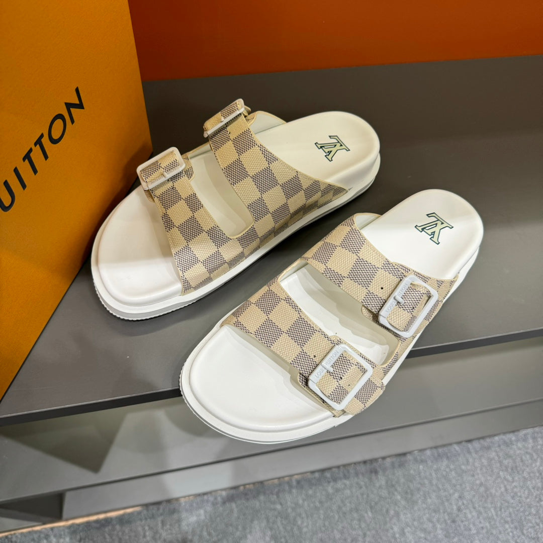LV DAD SANDAL BEIGE CREAM DAMIER CALFSKIN