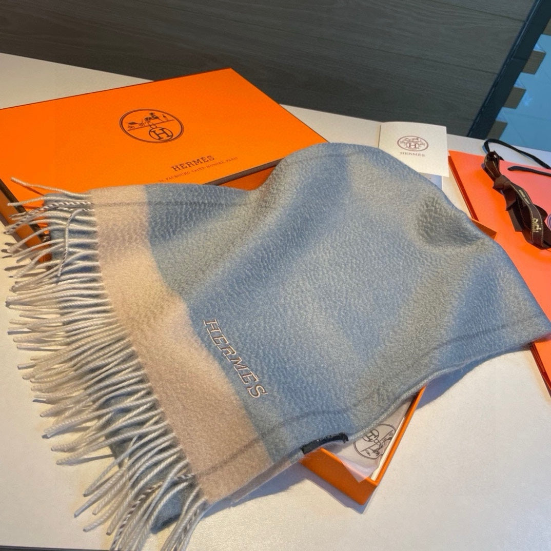 Scarf 180 CM In Light Blue Mix Beige Cashmere 353262