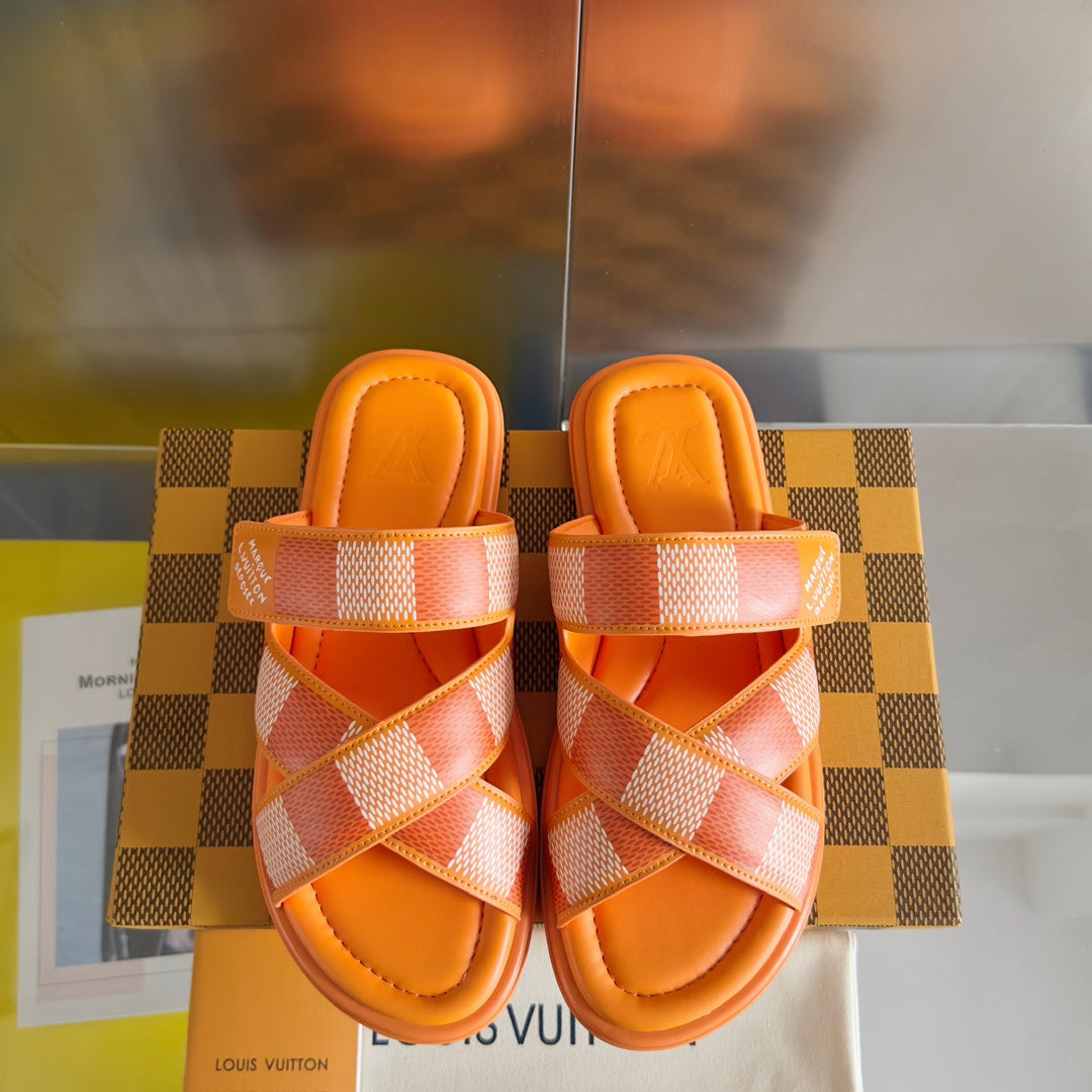 LV VENICE MULE SLIDE SANDALS MONOGRAM TIGER ORANGE