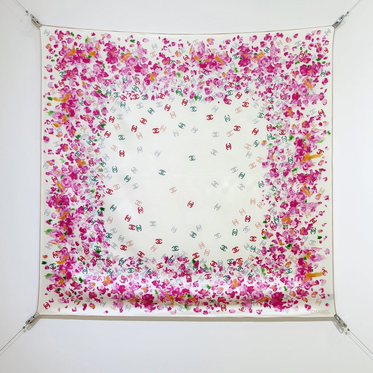 CC 25 Scarf 90CM In White Pink Colorful Cashmere 293050