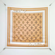 LV Double Sided Scarf 90 Beige White Monogram Twill Silk 164405