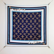 LV Double Sided Scarf 90 Dark Blue White Monogram Twill Silk 164407