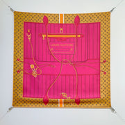 LV Double Sided Scarf 90 Pink Brown Monogram Cashmere Silk 168751