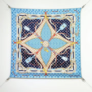 LV Double Sided Scarf 90 Blue Monogram Cashmere Silk 168756