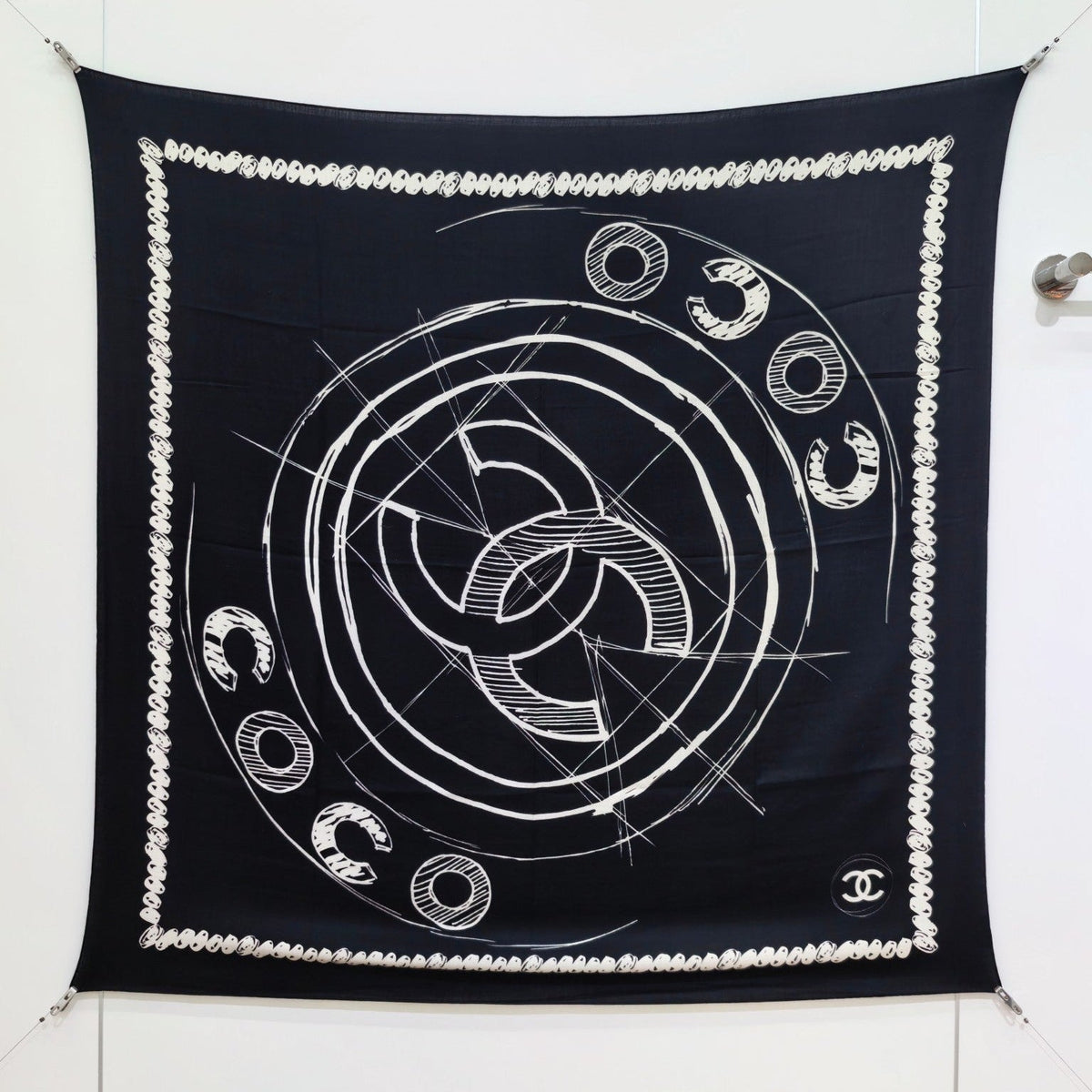 CC 25  Scarf 140CM Black Cashmere 293086