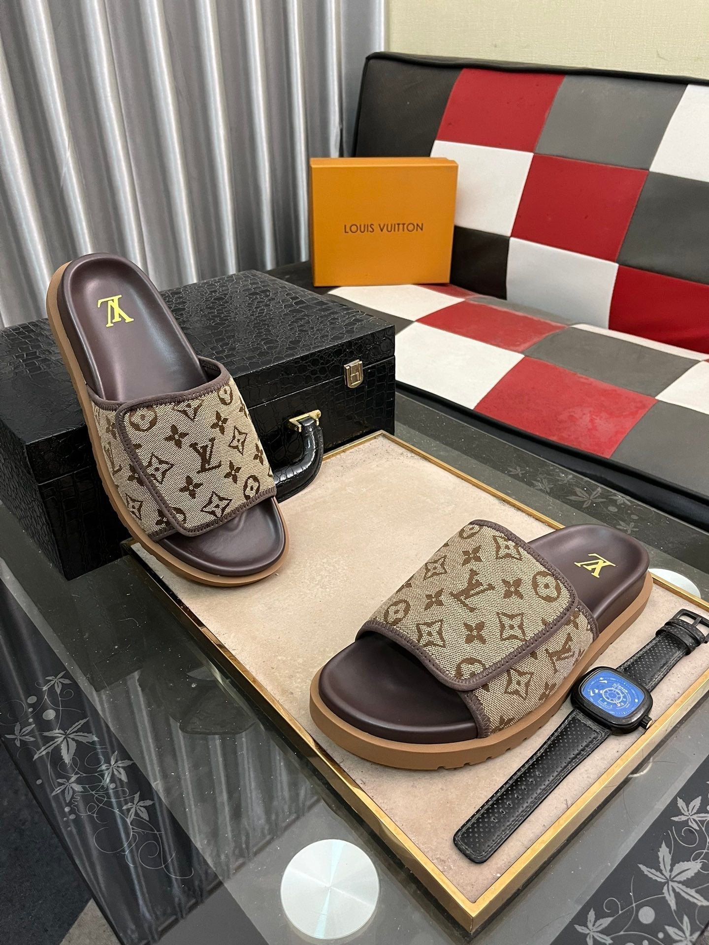 MIAMI MULE IN PEANUT BROWN MONOGRAM JACQUARD
