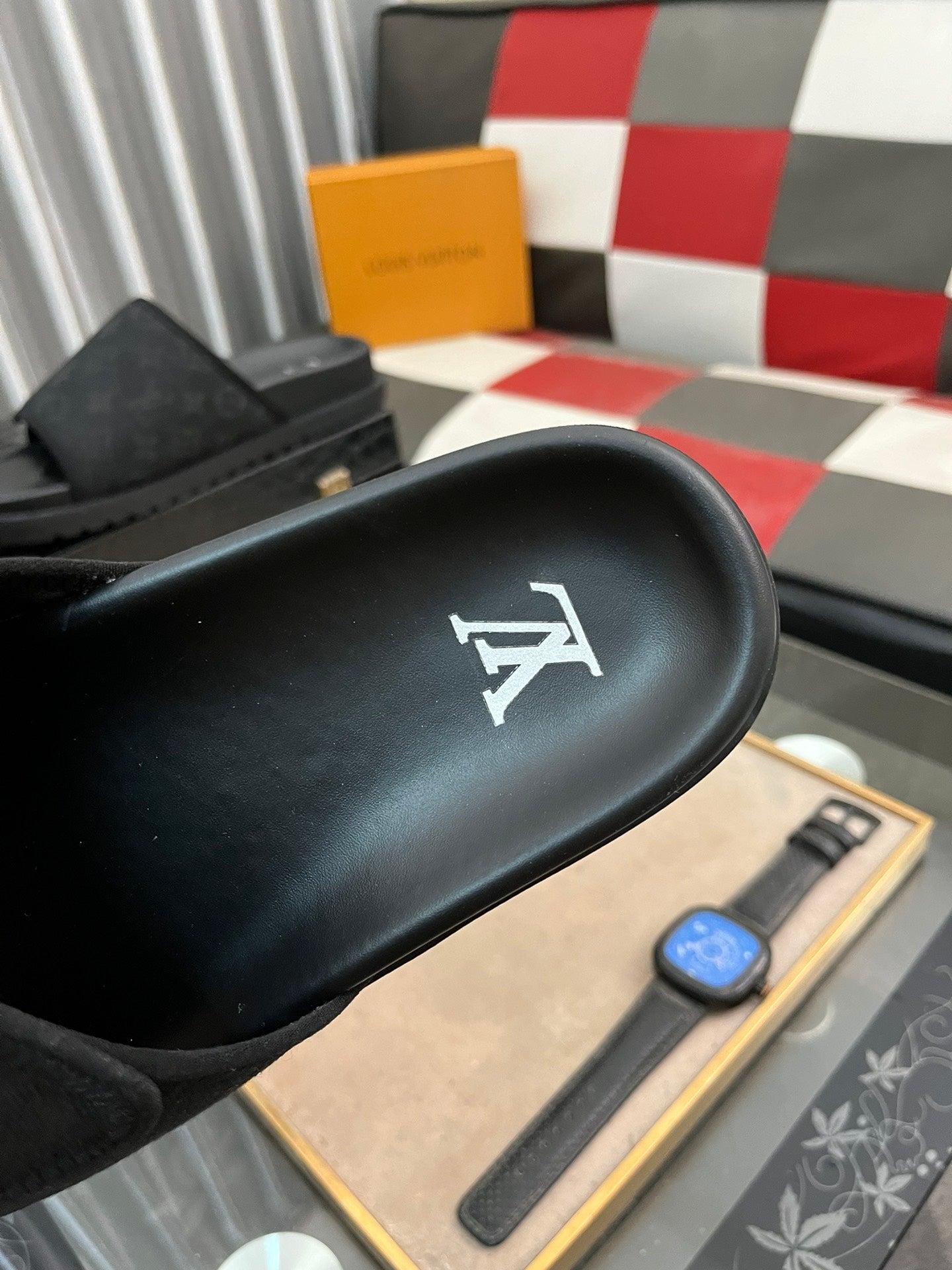 MIAMI MULE IN BLACK MONOGRAM JACQUARD