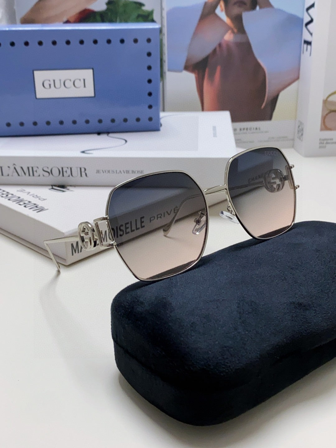 SQUARE FRAME SUNGLASSES 570217 IN METAL