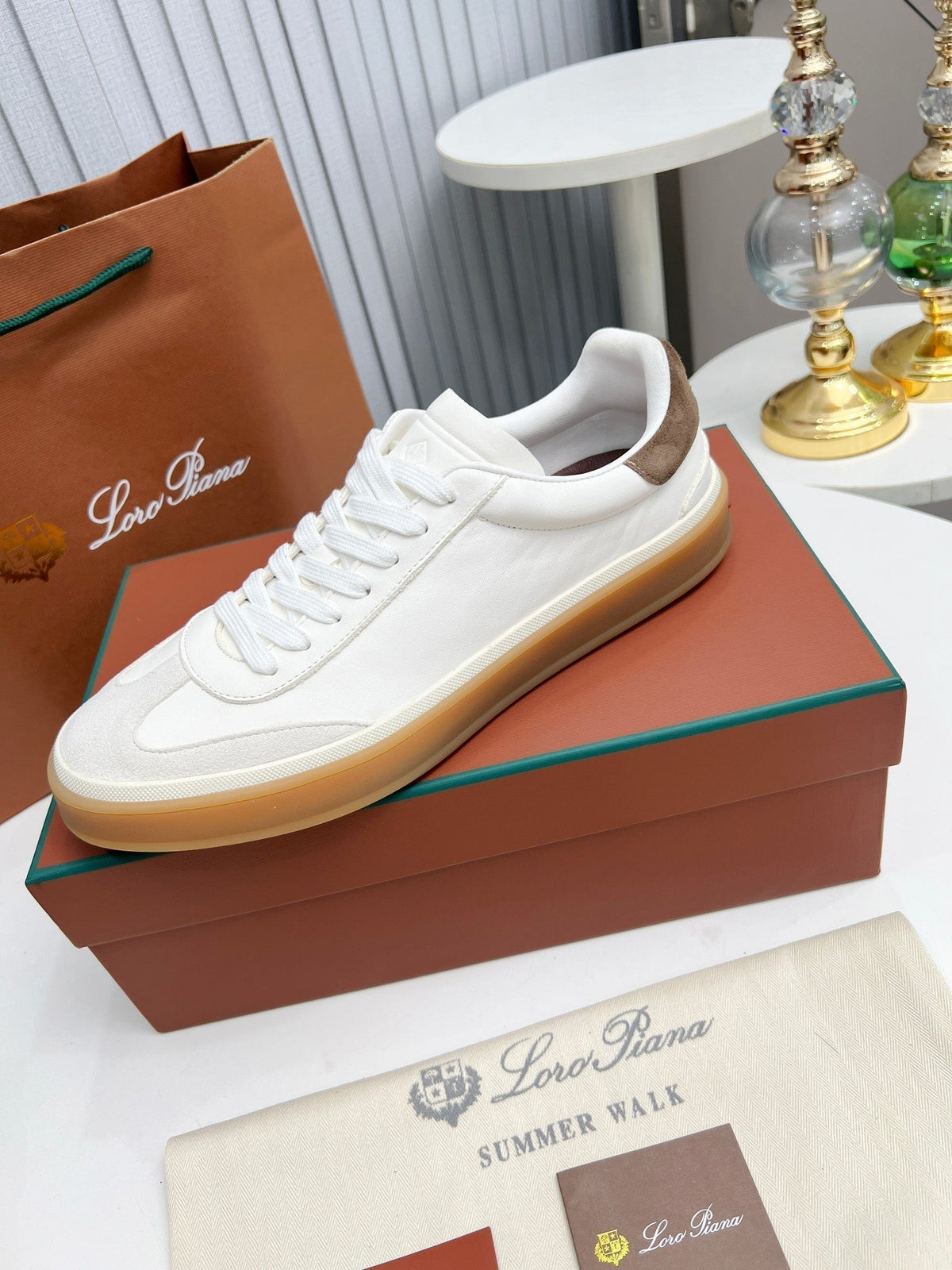 LP TENNIS WALK SNEAKERS WHITE AND LIGHT GRAY CALFSKIN