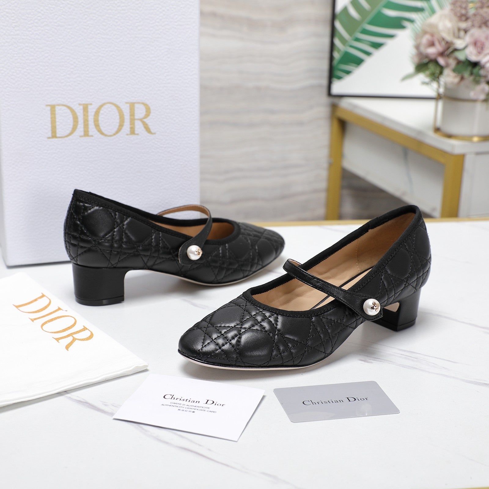 CD Ballet Pump 40mm In Black Quilted Calfskin 995268