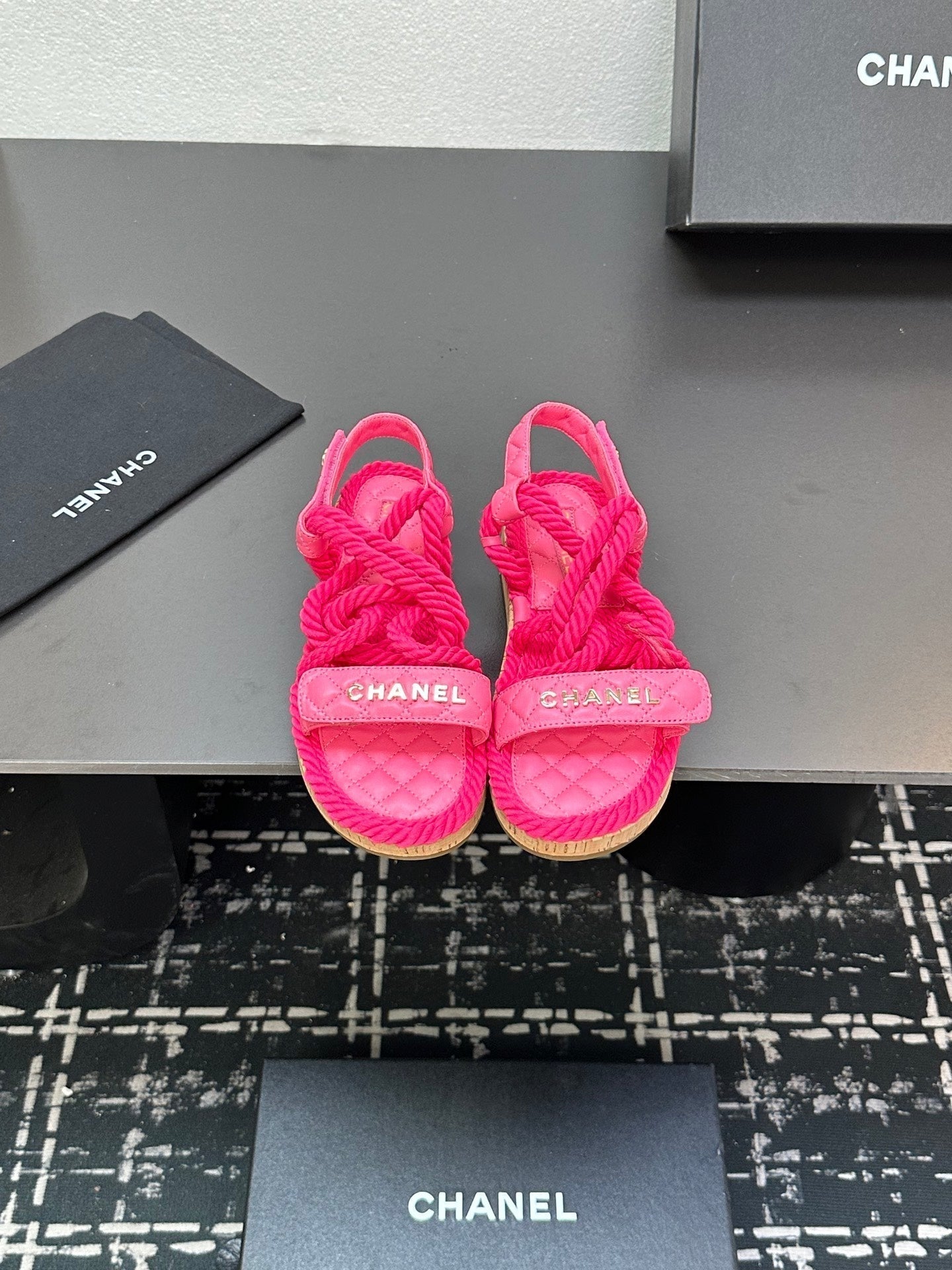 CC Sandals Pink Rope Lambskin 331278