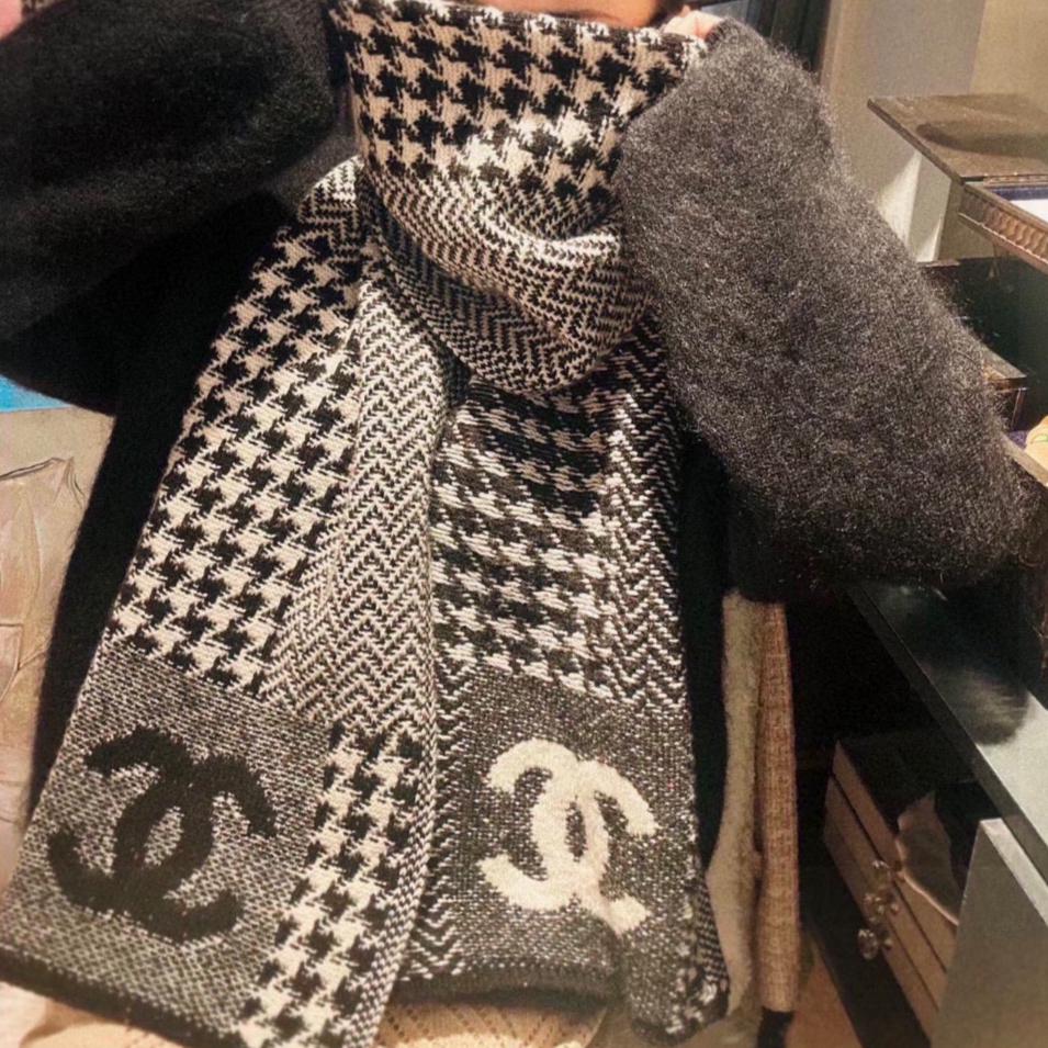CC Scarf 190CM In Grey White Cashmere 424835