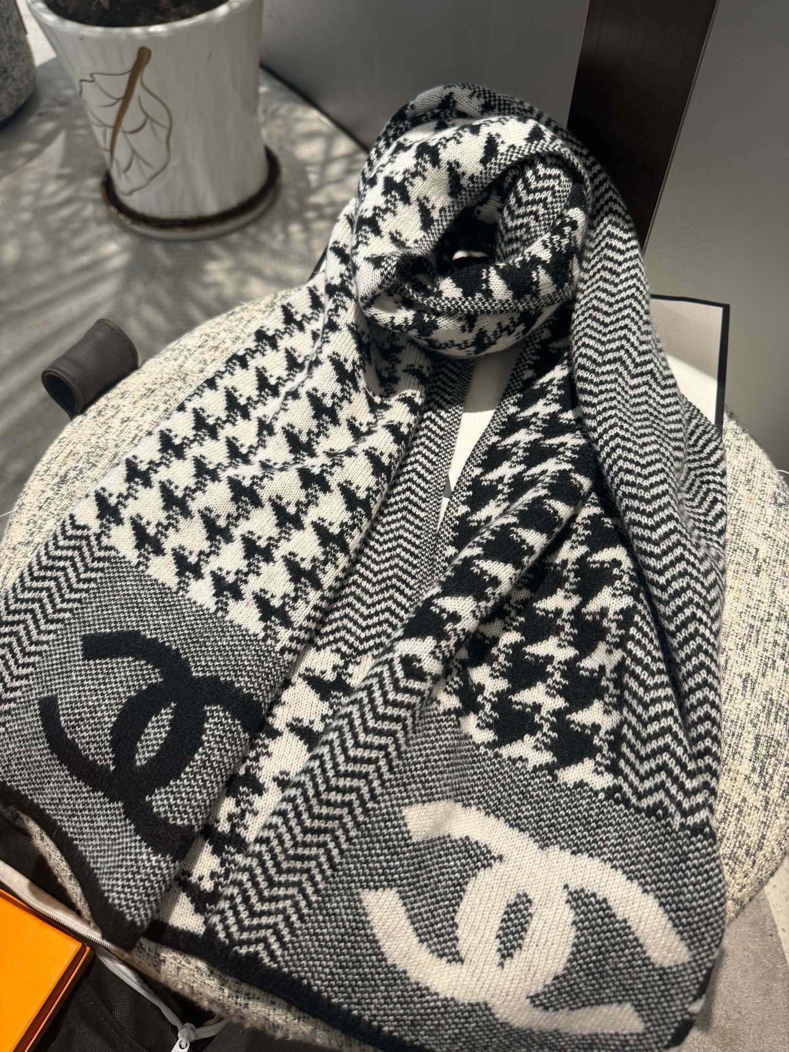 CC Scarf 190CM In Grey White Cashmere 424835