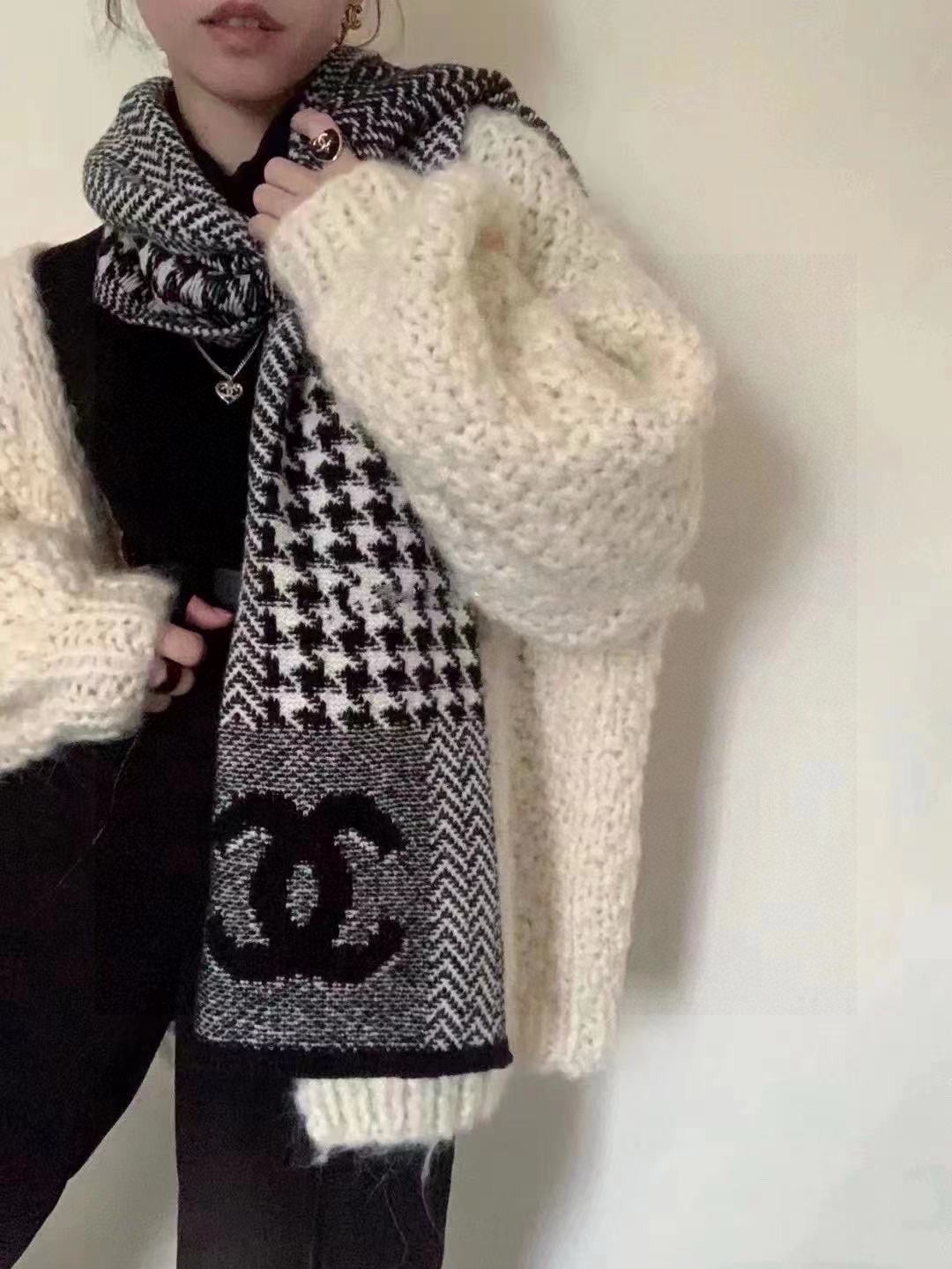 CC Scarf 190CM In Grey White Cashmere 424835