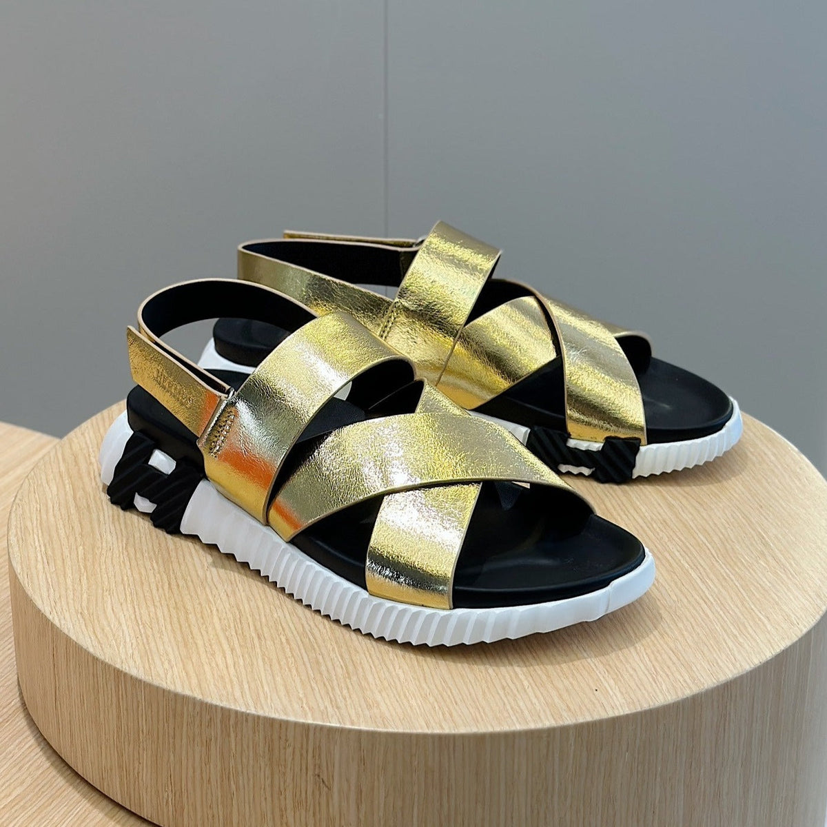 HM ELECTRIC SANDAL METALLIC GOLD CALFSKIN
