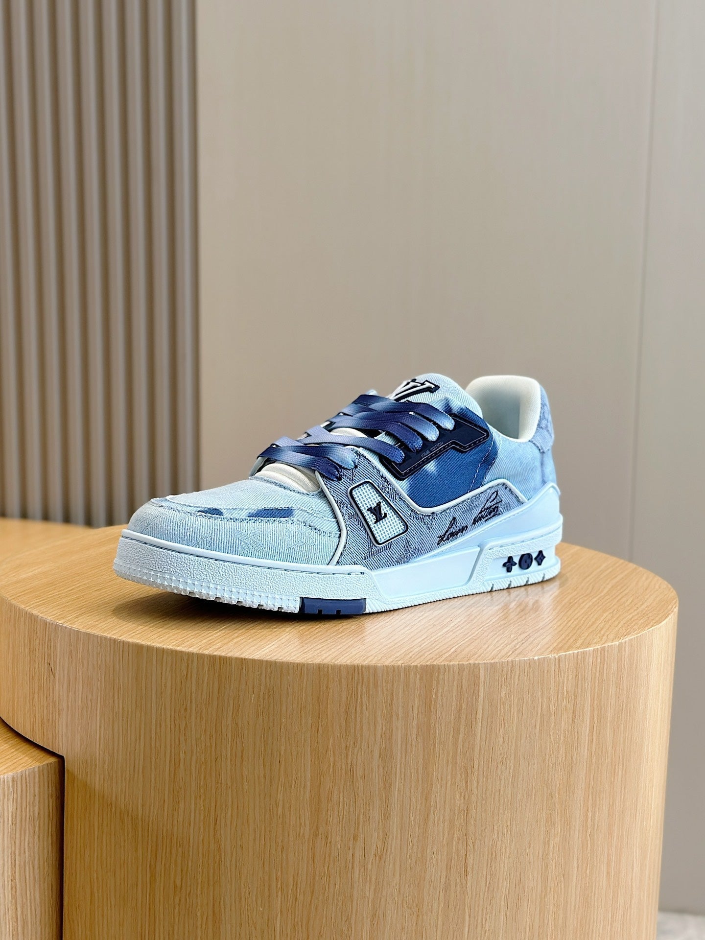 LV TRAINER SNEAKER LIGHT BLUE MONOGRAM DENIM