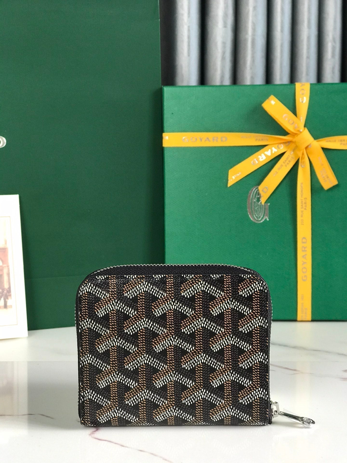 MATIGNON MINI WALLET 11 IN BLACK GOYARDINE CANVAS AND CALFSKIN