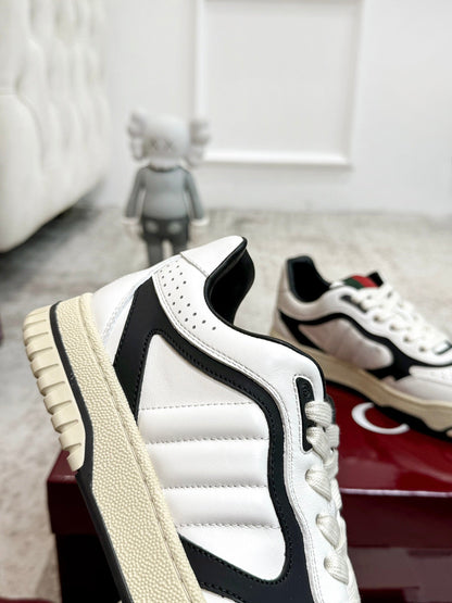 GG Men's Re-Web Sneaker White Black Calfskin 534247