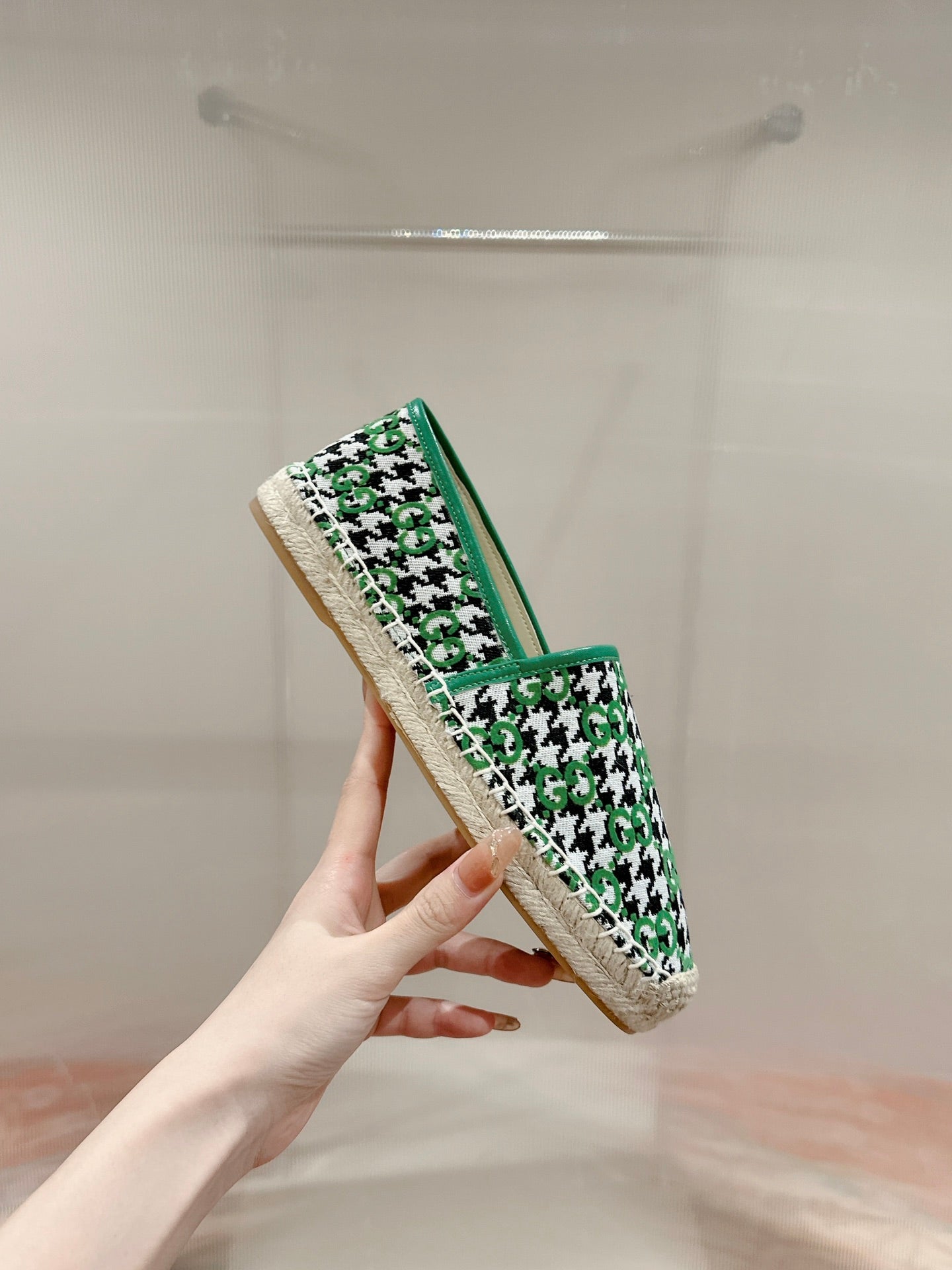 GG ESPADRILLE LOAFER GREEN CANVAS