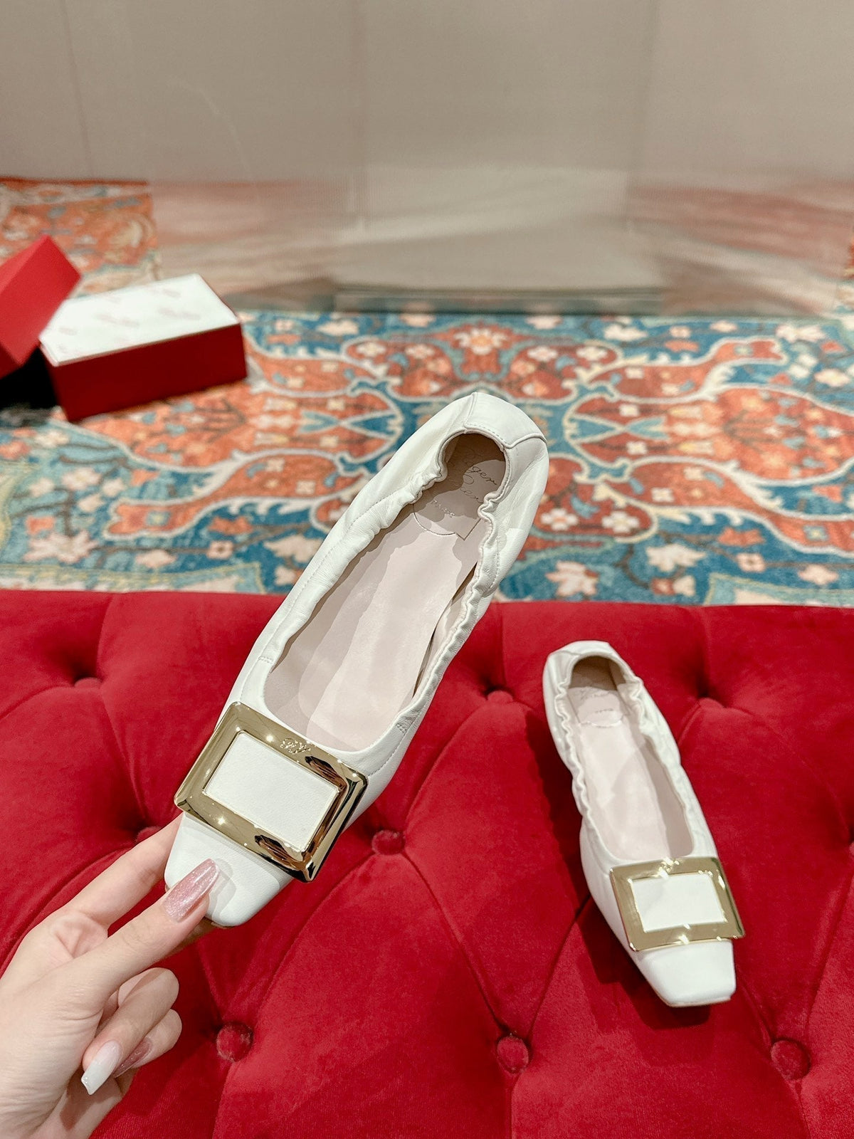 Viv Ballet Flats White Imported Lambskin 247130