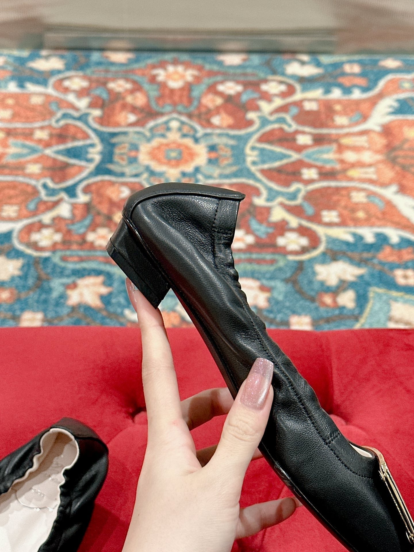 Viv Ballet Flats Black Imported Lambskin 247131