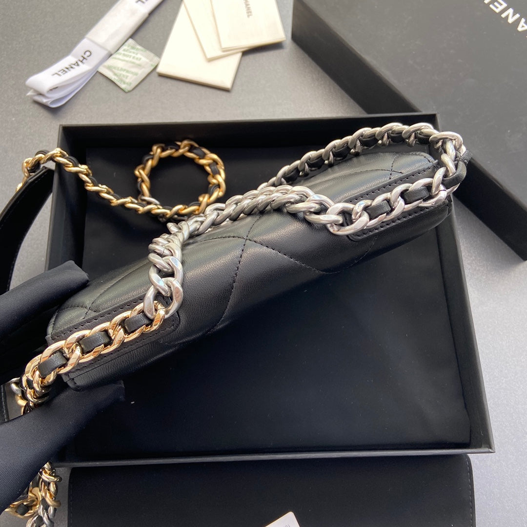 CC 19 Woc 19cm Black Calfskin SIlver Hardware
