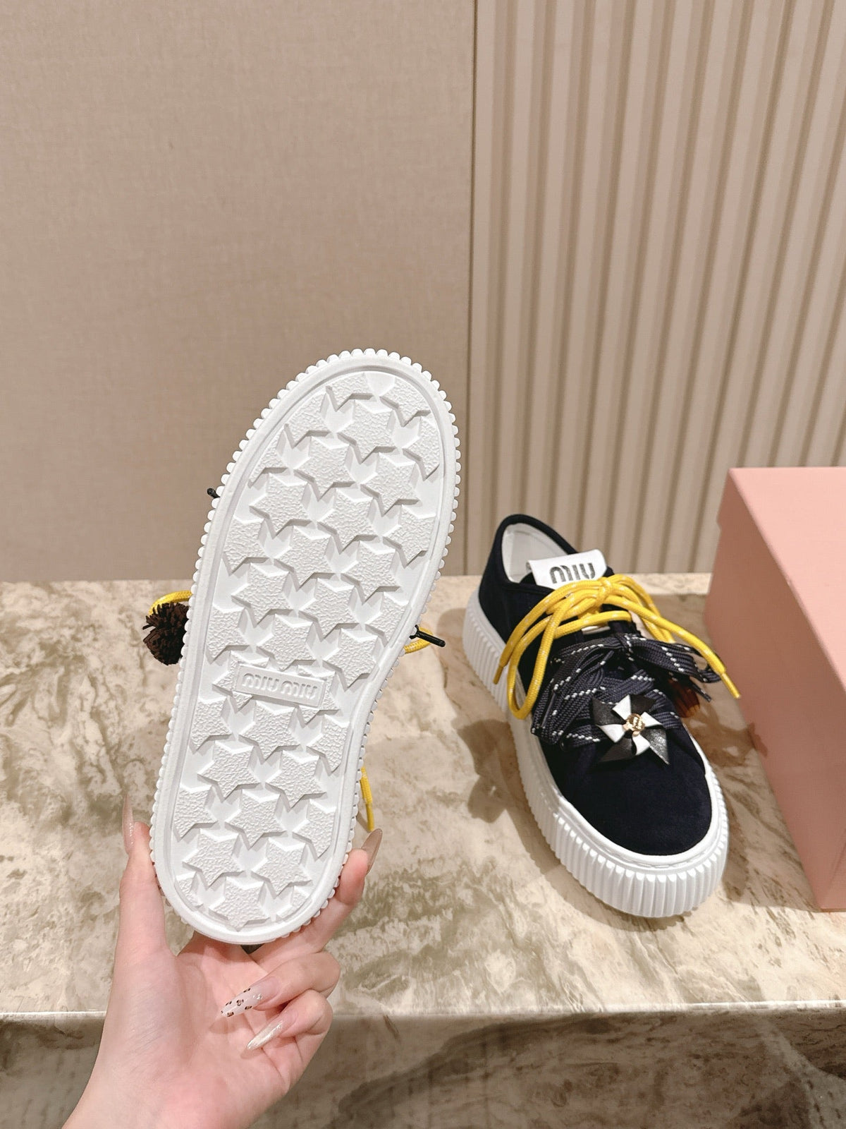 MIU MIU platform sneakers black suede 461869