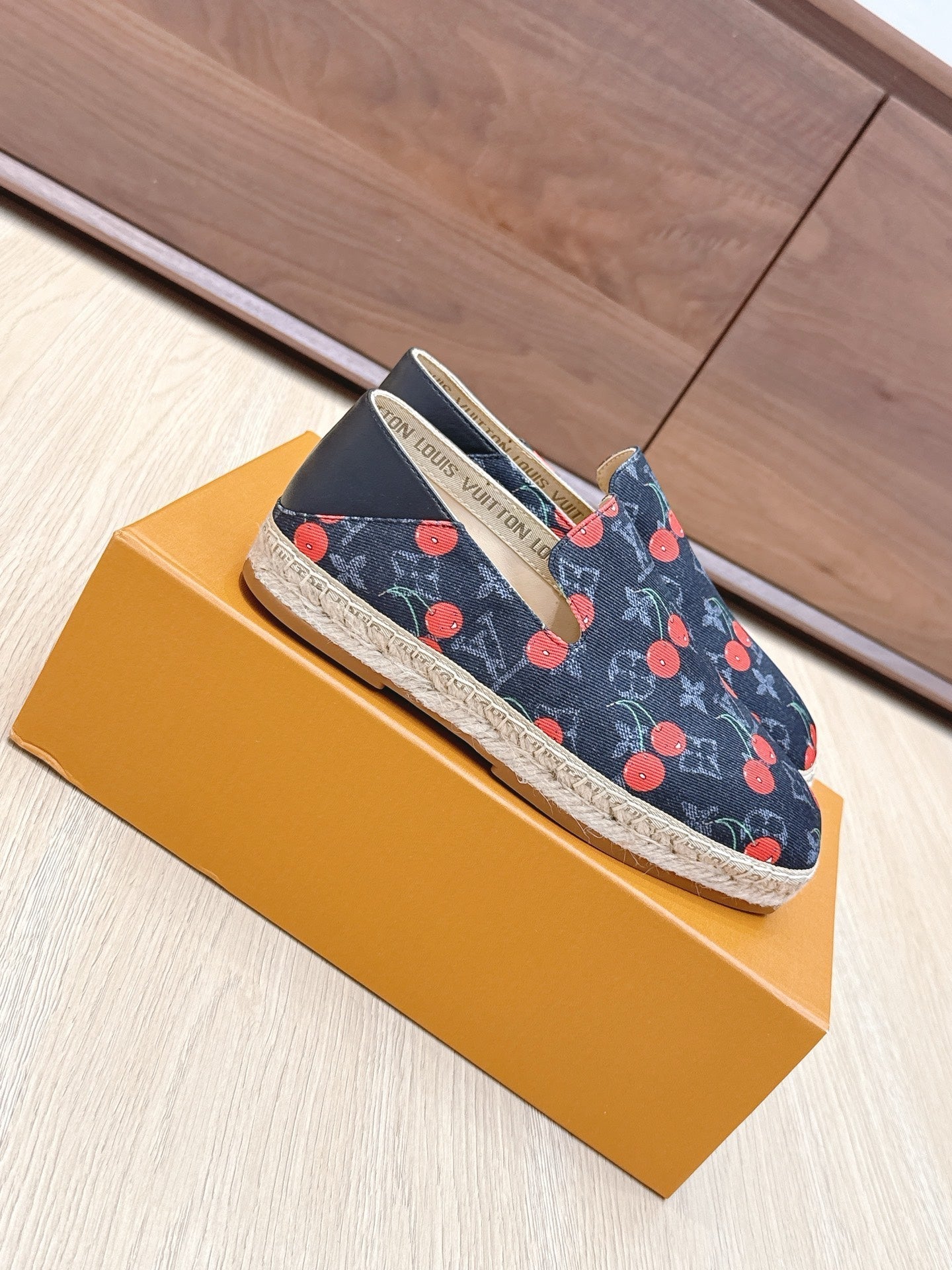 LV 26ss Loafers Dark Blue Red Monogram Denim 656961