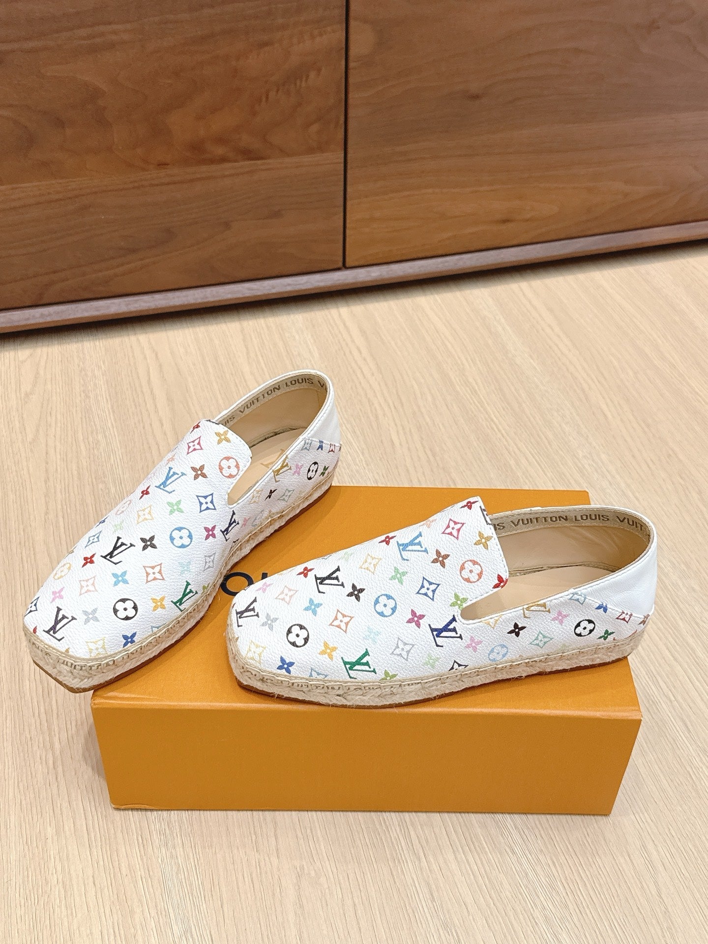 LV 26ss Loafers White Multicolor Monogram Genuine Leather 656962