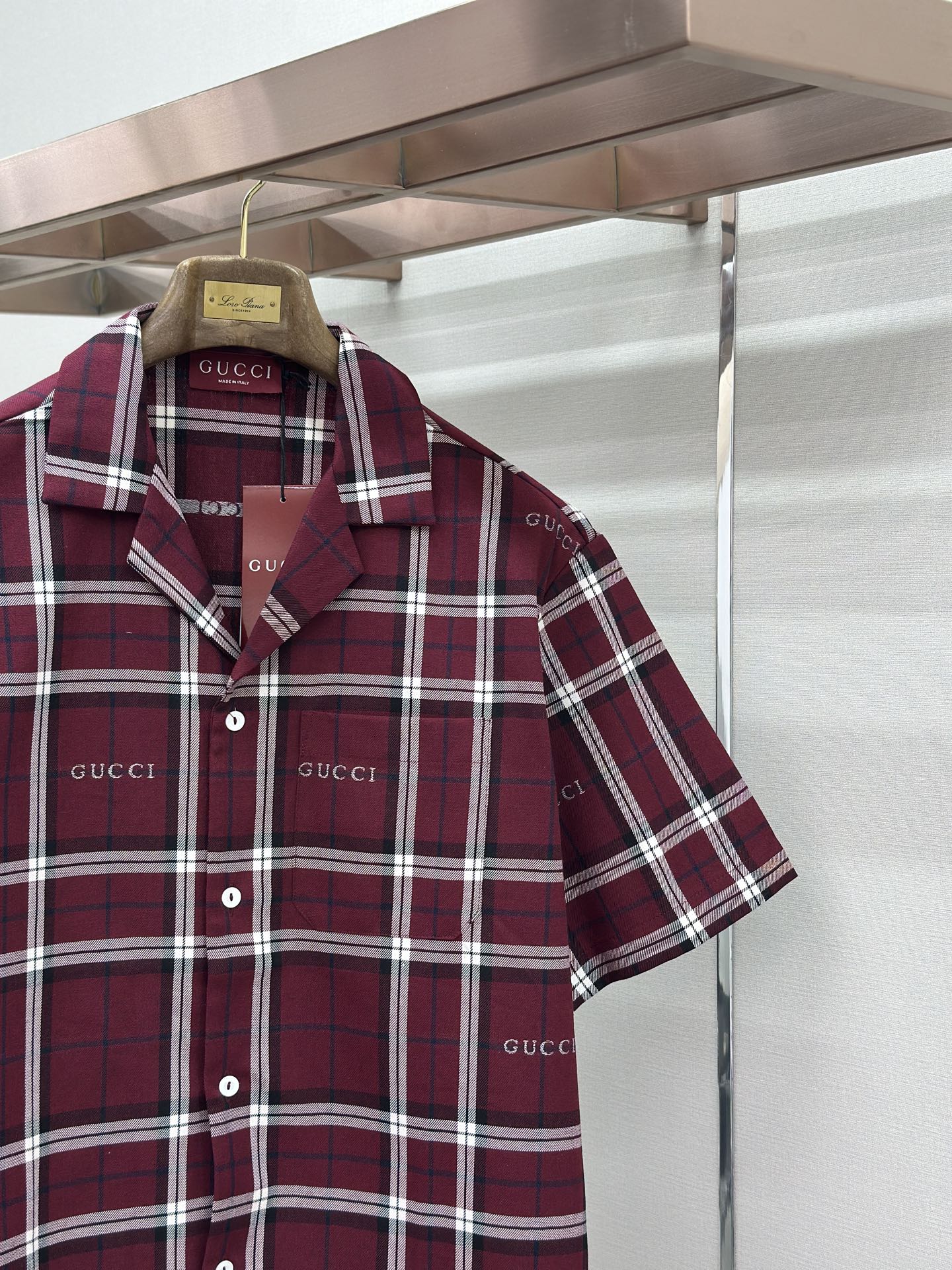 GC 2026 Men's Short-sleeved Shirt Burgundy Cotton 699257