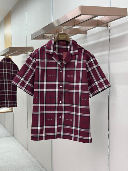 GC 2026 Men's Short-sleeved Shirt Burgundy Cotton 699257