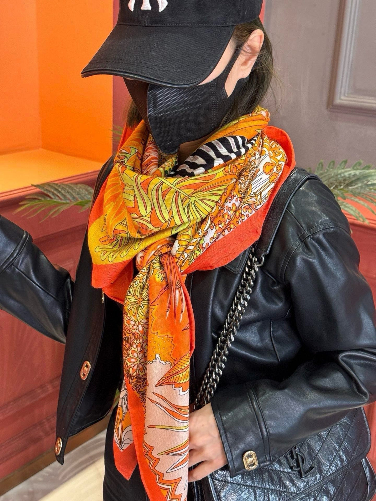 Mountain Zebra Scarf 185 CM Yellow Colorful Silk 402279