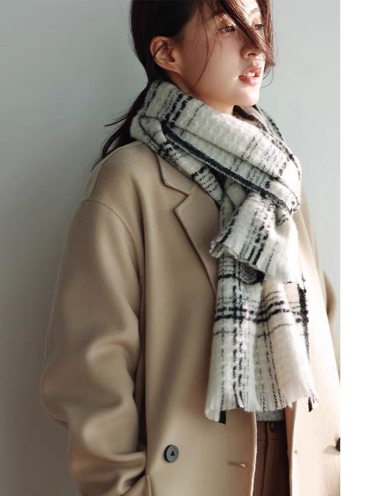 CC Scarf 185 CM White With Black Stripes Cashmere  422920