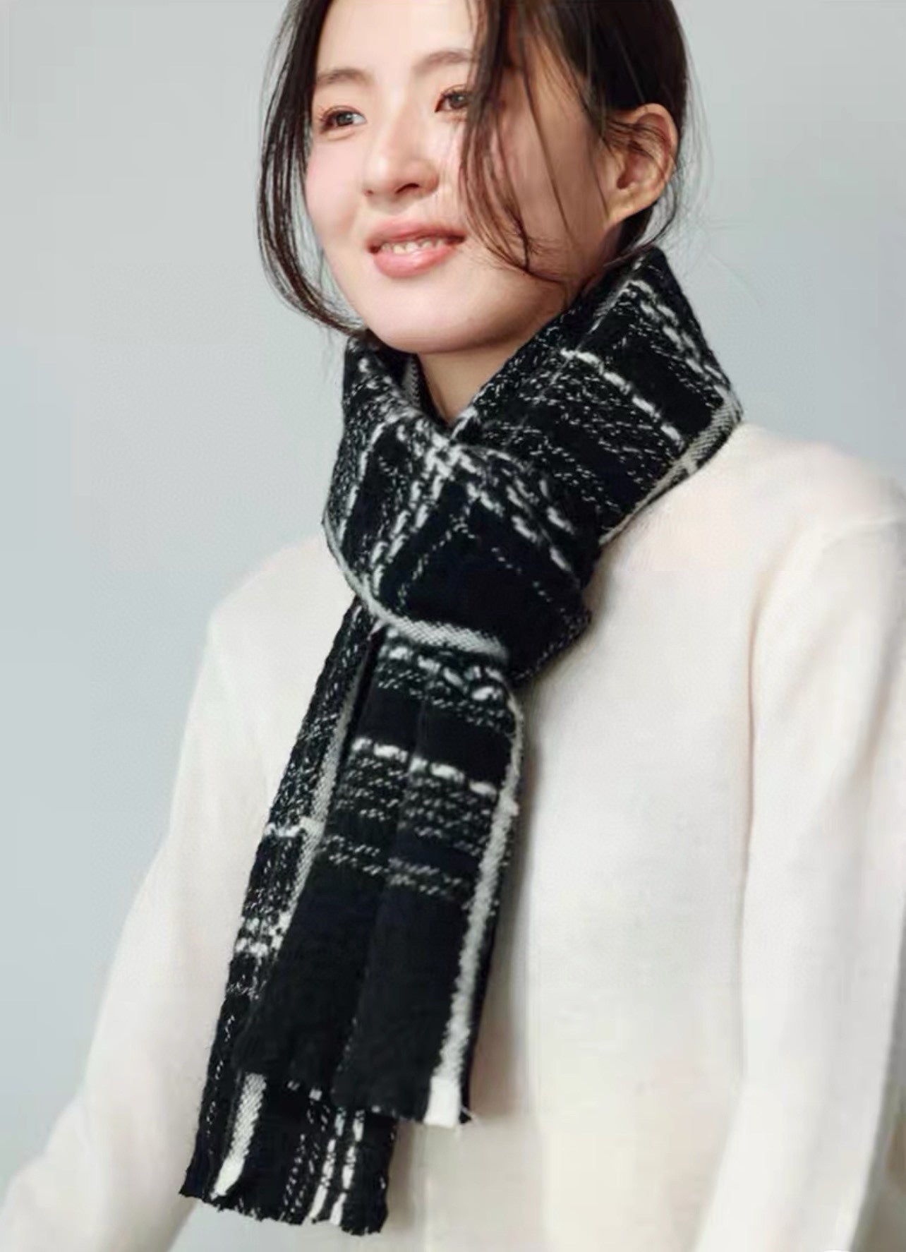 CC Scarf 185 CM Black With White Stripes Cashmere  422921