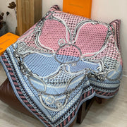 LV X TM Scarf 135CM Blue Pink Cashmere 293197