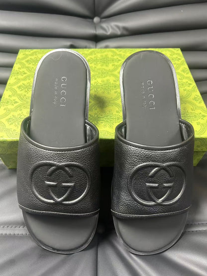 GG Men's 25 Monogram Slide Black Calfskin 540246