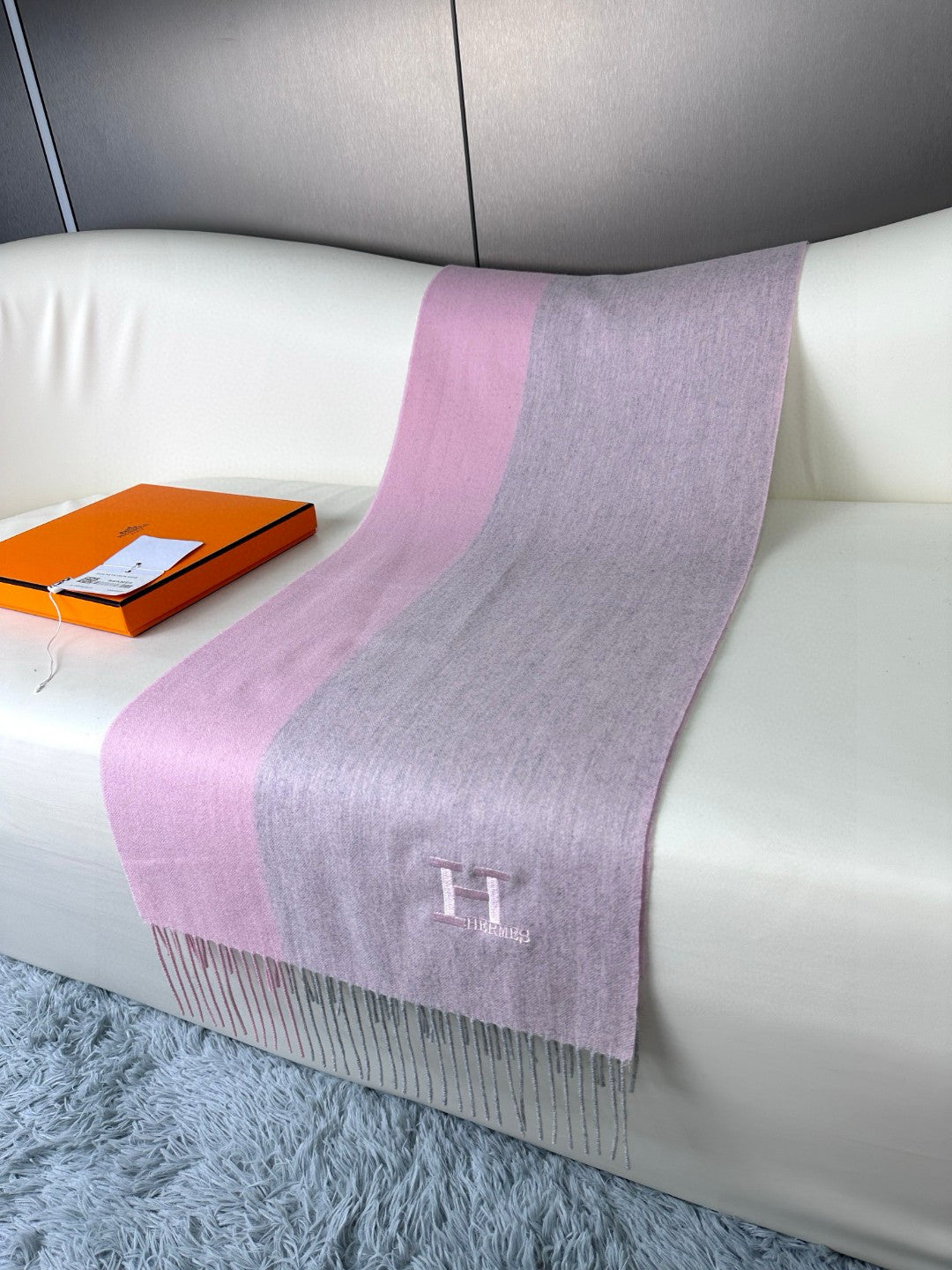 SCARF 190 CM IN BLUSH PINK CASHMERE