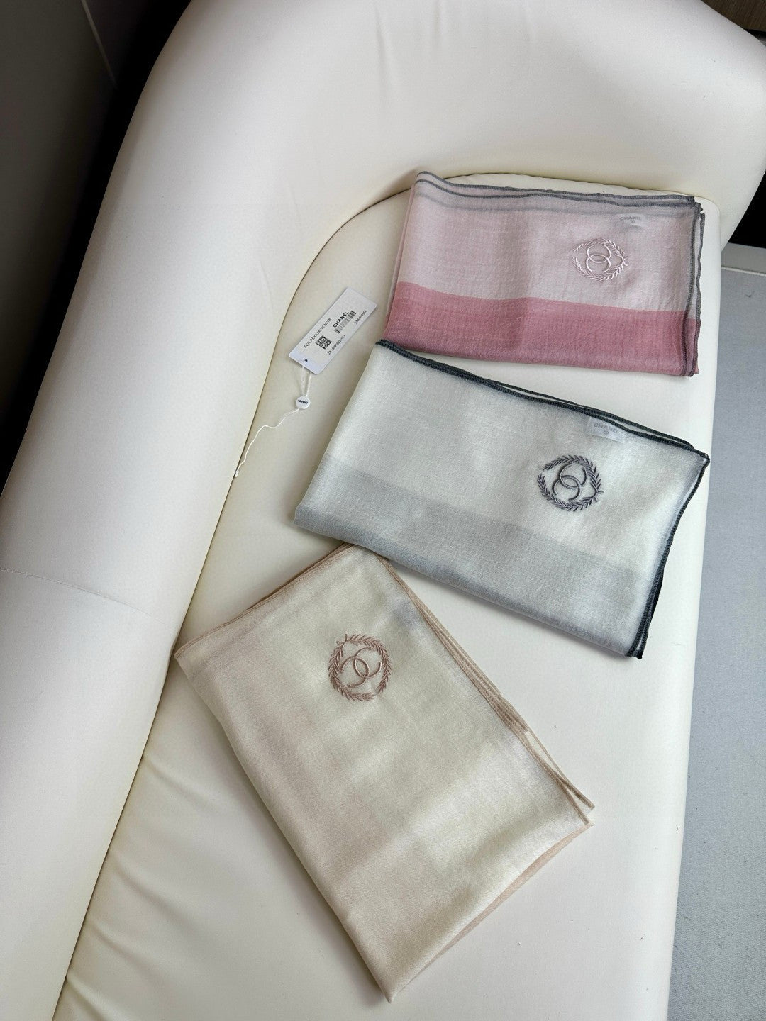 CC Scarf 200 CM In Light Grey Mix White Dark Grey Cashmere Silk 396448