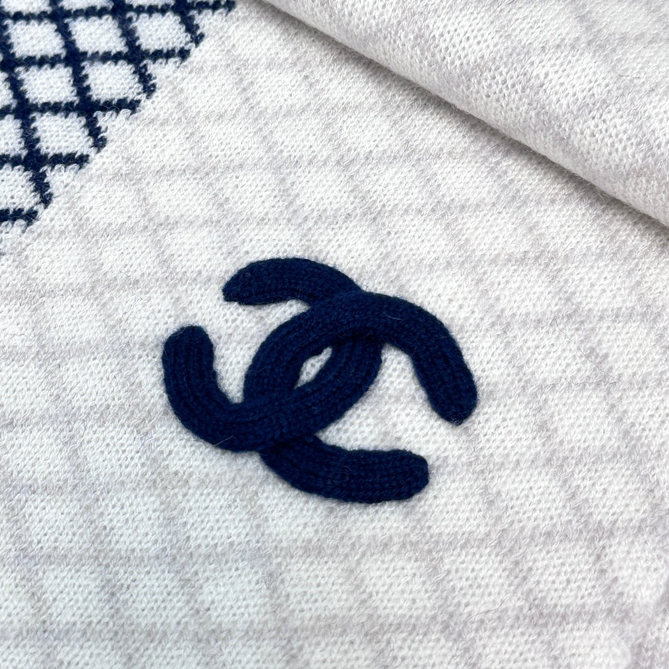 CC Scarf 190 CM In White Mix Black Cashmere  408543