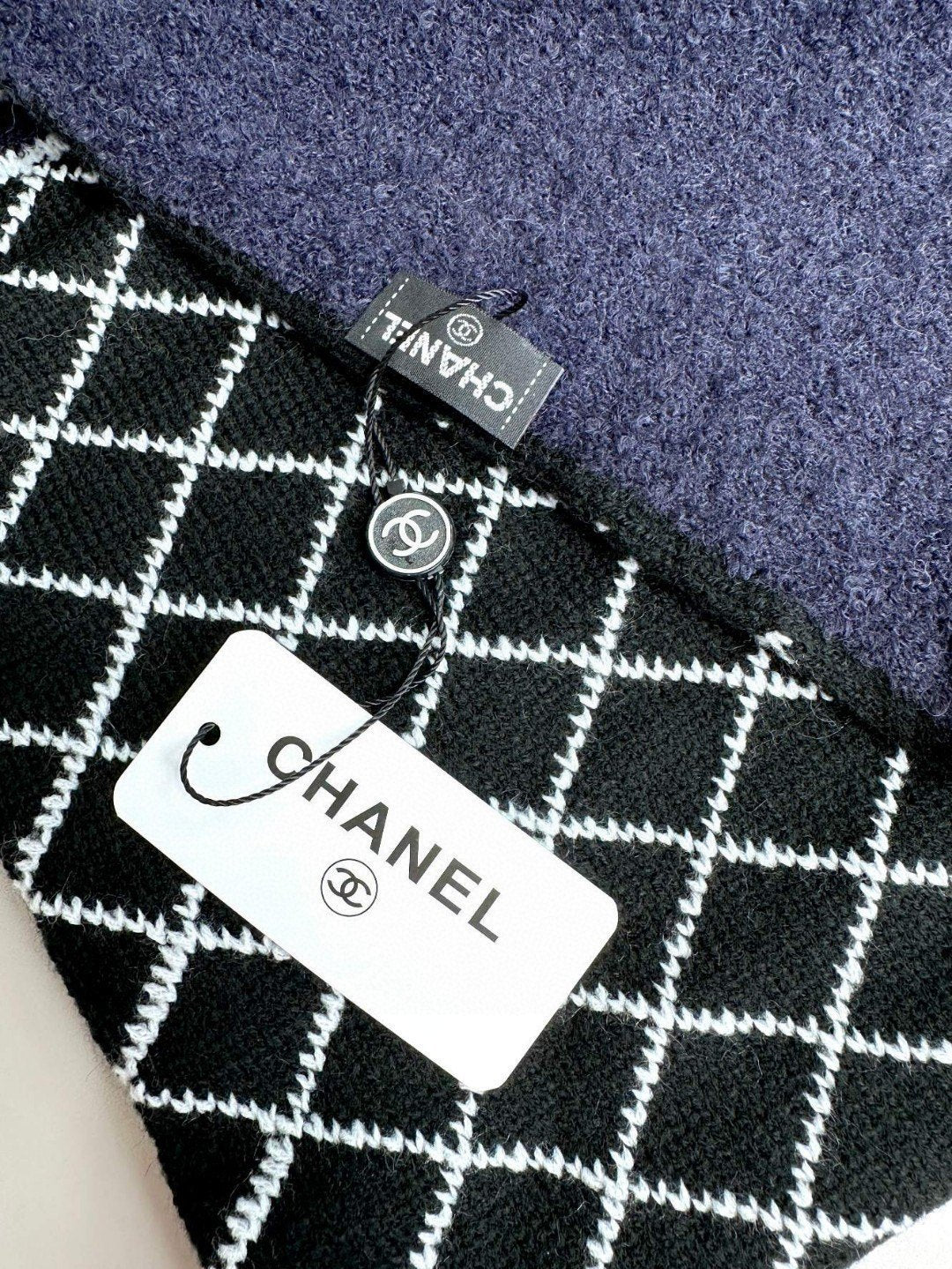 CC Scarf 185 CM In Black Mix Charcoal Blue Cashmere Wool 410150