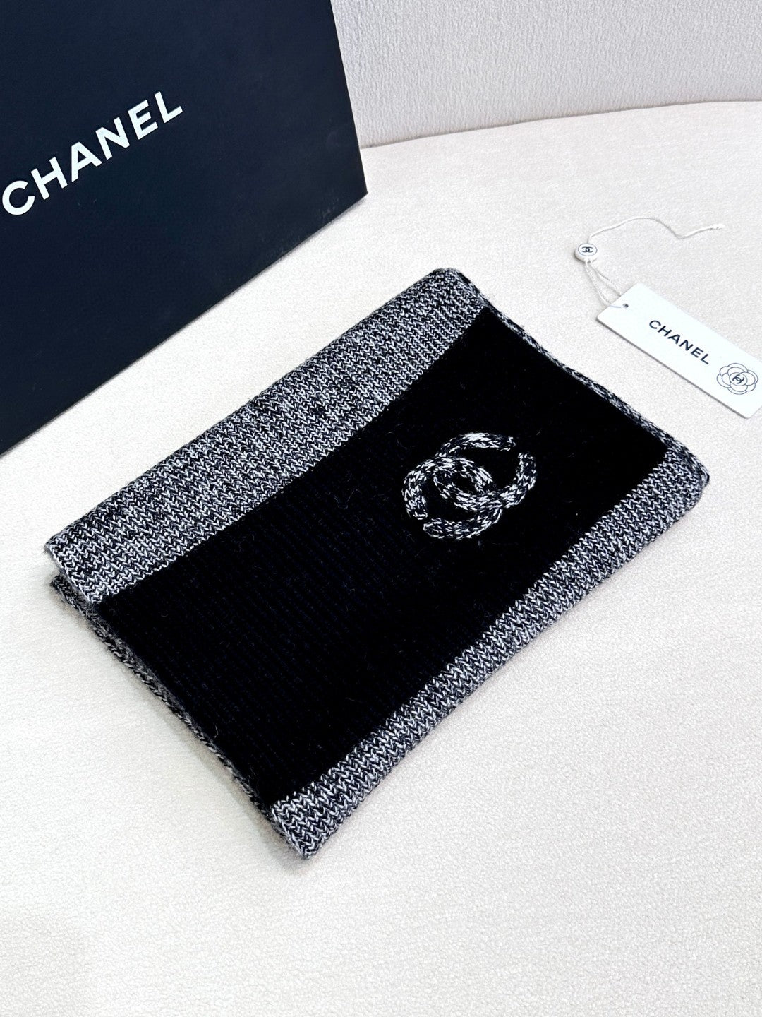 CC Scarf 180 CM In Grey Black Mix Black Cashmere 415136