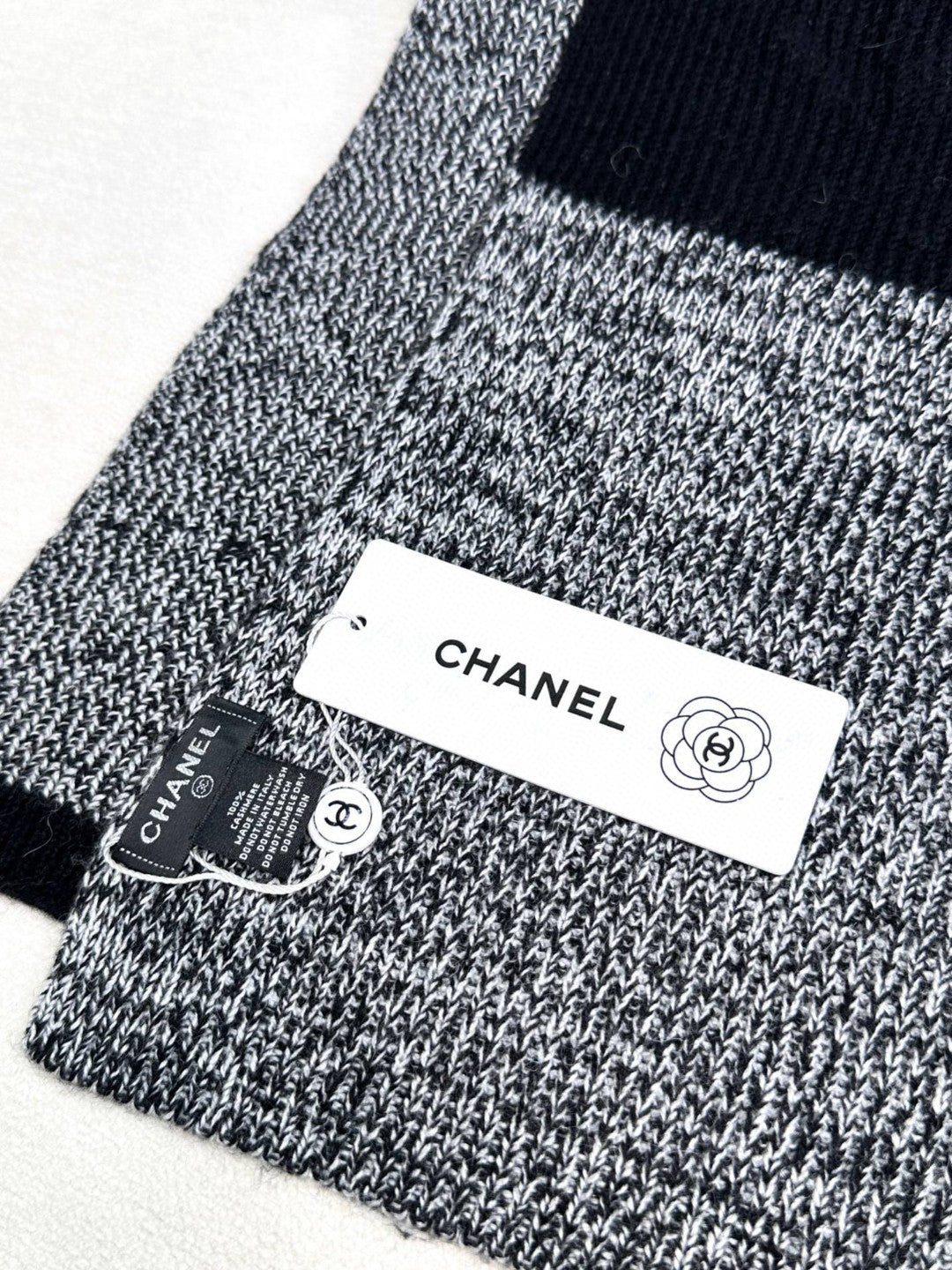 CC Scarf 180 CM In Grey Black Mix Black Cashmere 415136