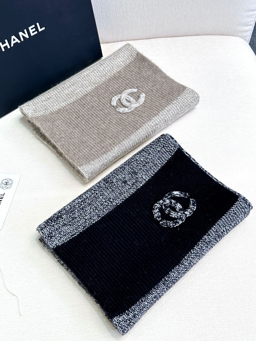 CC Scarf 180 CM In Grey Black Mix Black Cashmere 415136