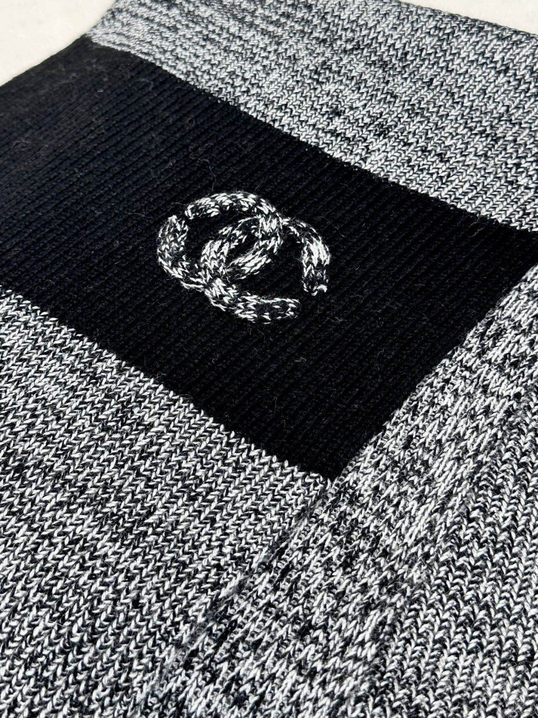 CC Scarf 180 CM In Grey Black Mix Black Cashmere 415136