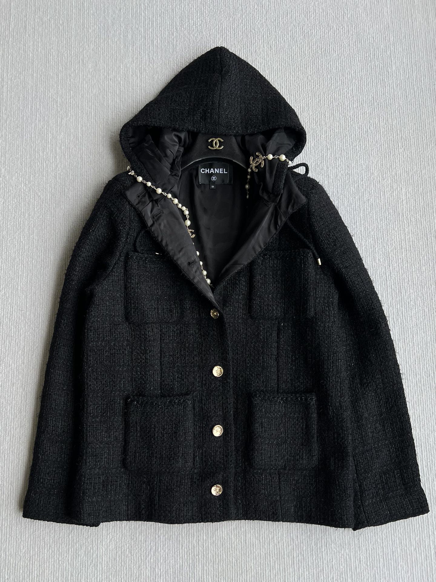 CC 25 Jacket Black Hooded Cotton 300144